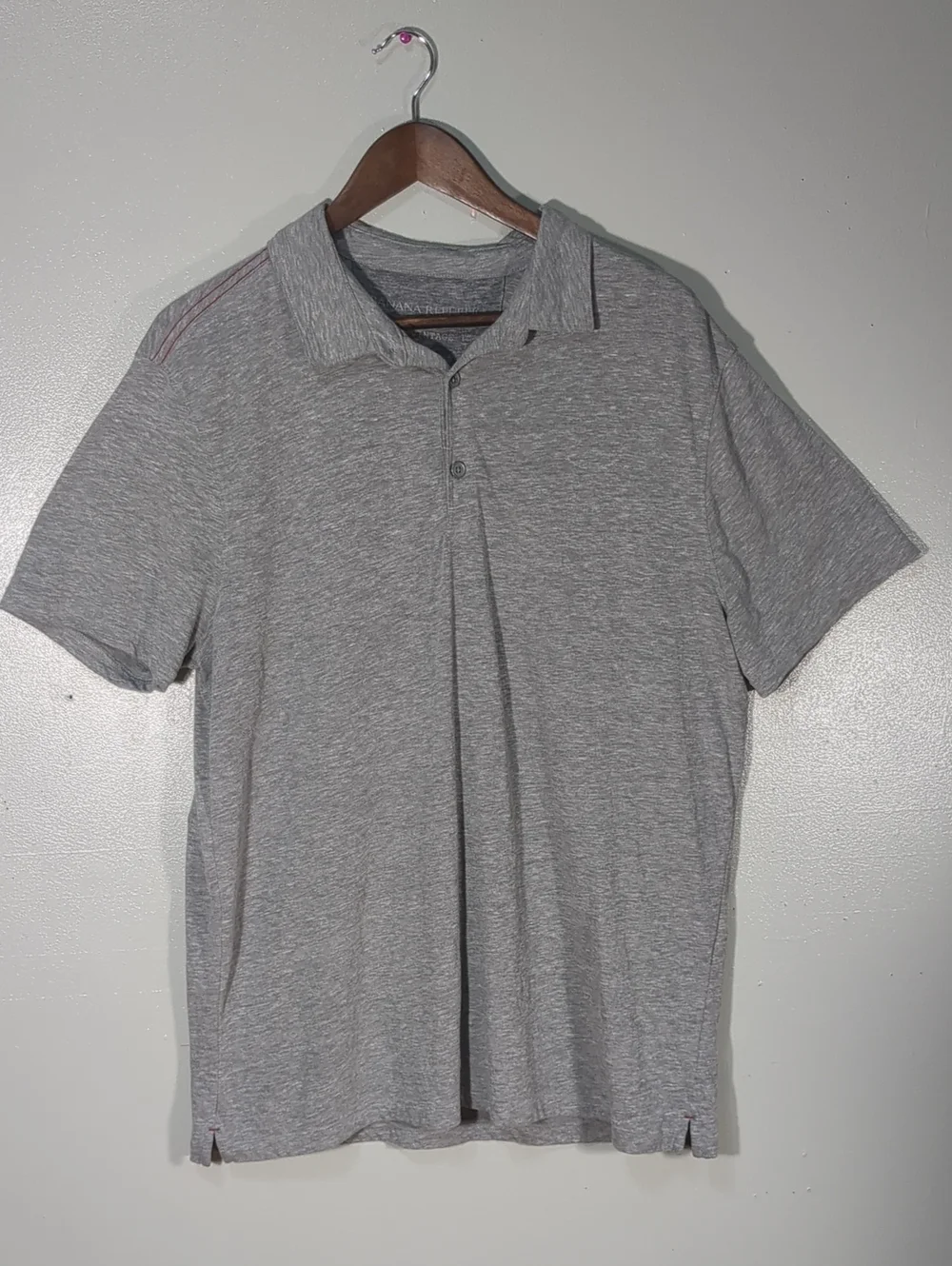 Banana Republic The Vintage Tee Grey Heathered Short Sleeve Soft Polo T-Shirt XL